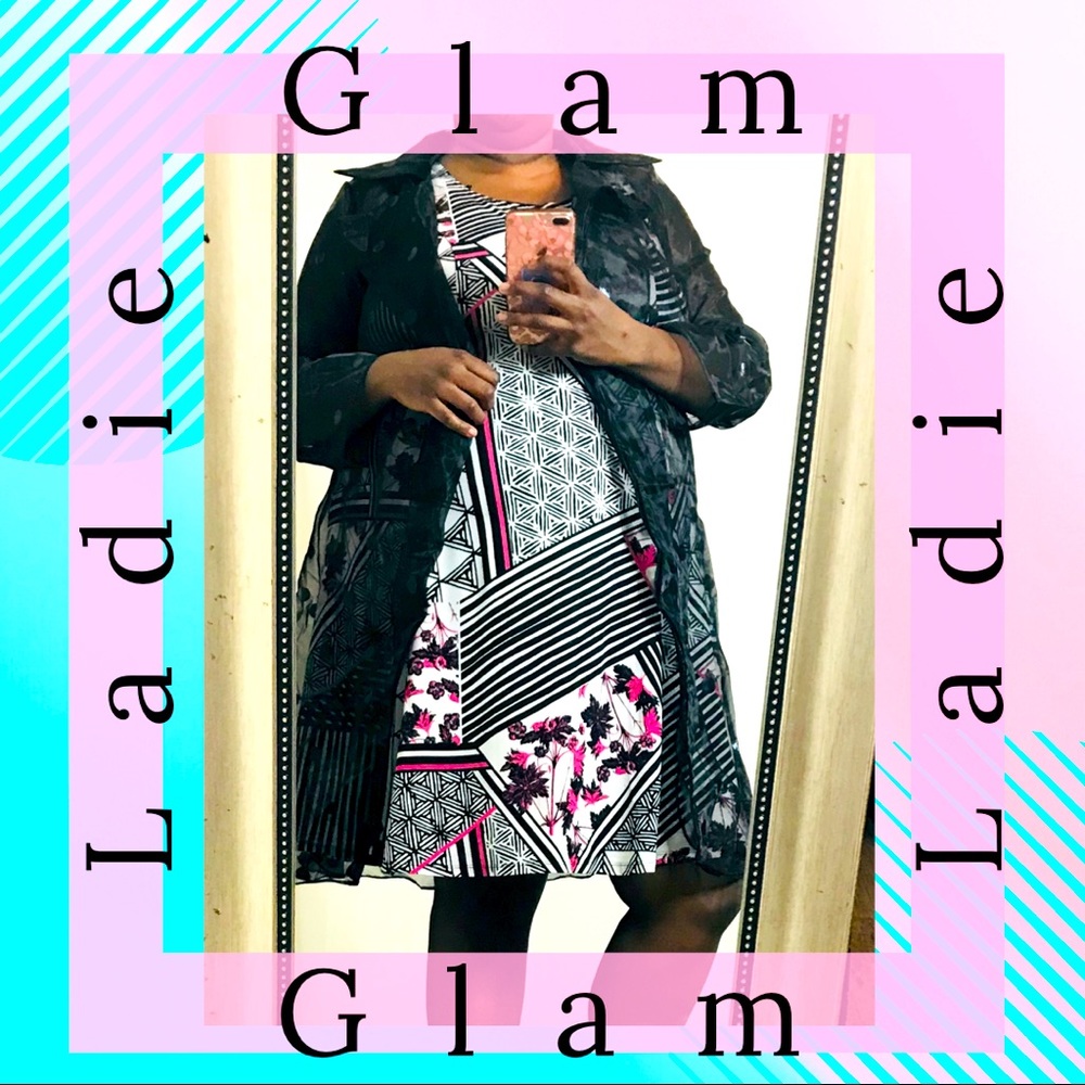 2X NY COLLECTION Geometric Flare Dress (Plus Size)